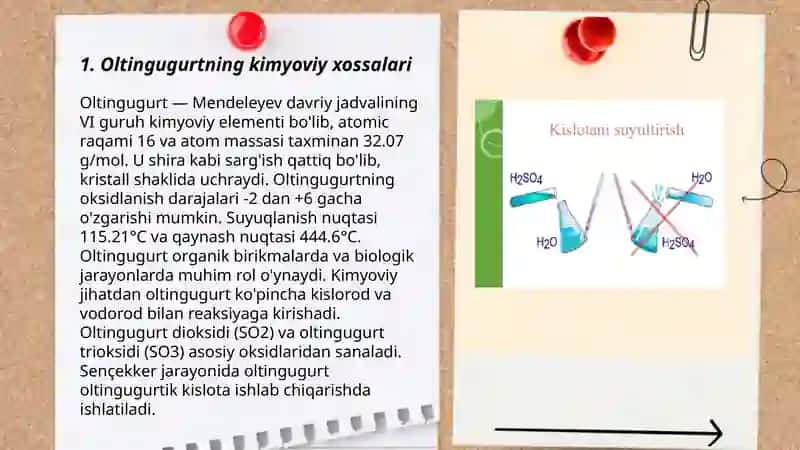 Oltingugurtning kimyoviy xossalari 3