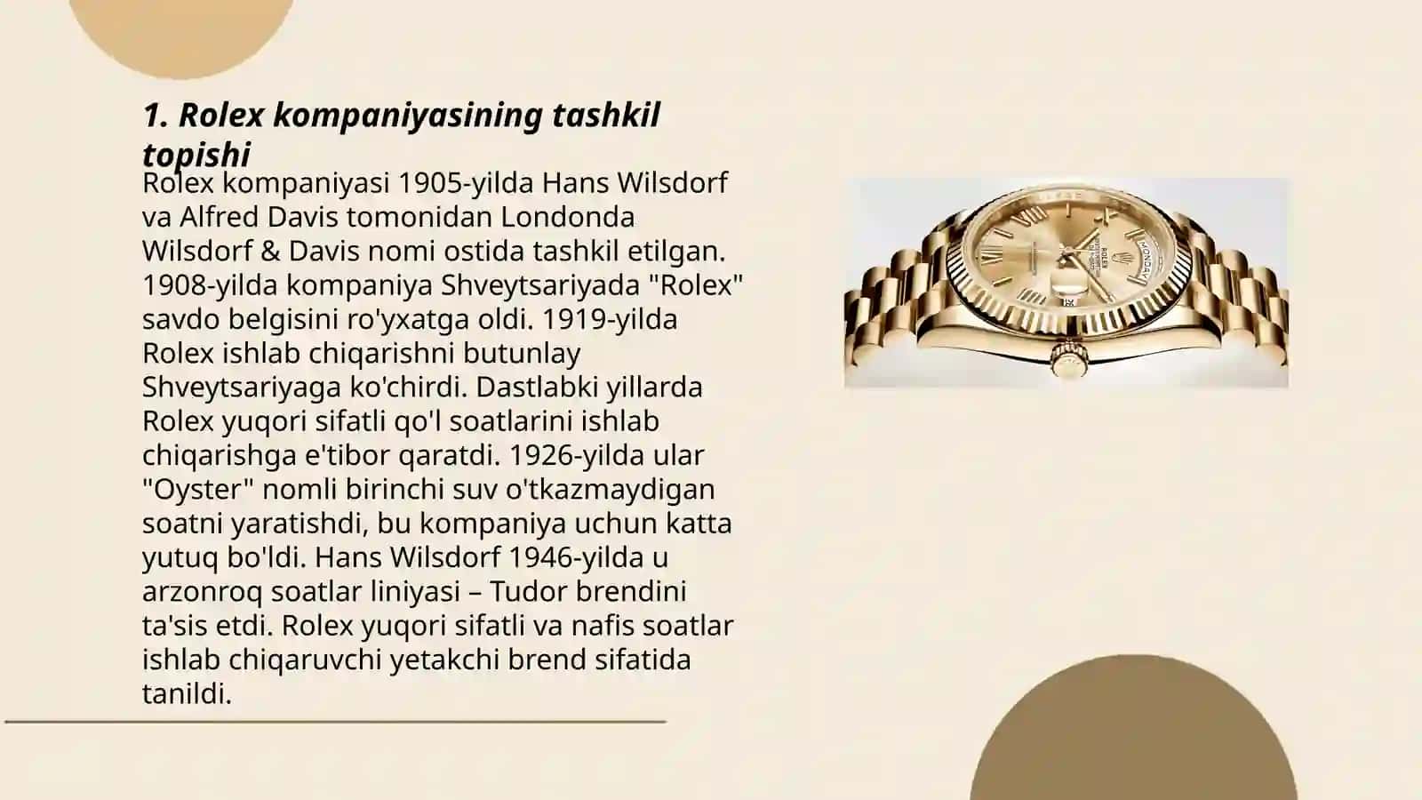 Rolex kompaniyasi tarixi 3