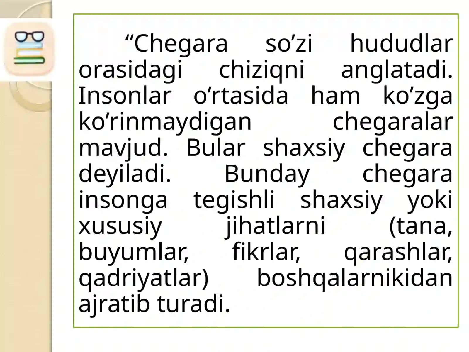 4-sinf Tarbiya. Shaxsiy chegaralar dars ishlanma 3