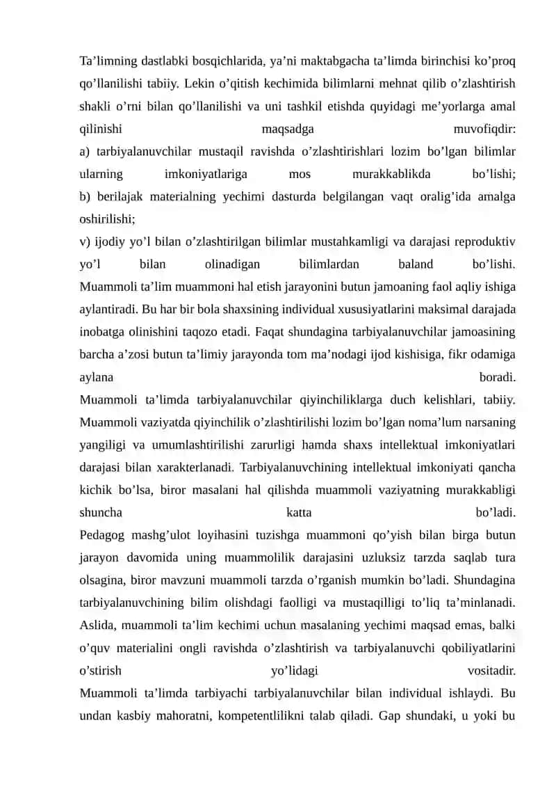 MAKTABGACHA TA'LIMDA MUAMMOLI TA'LIMNI TASHKIL ETISH TEXNOLOGIYASI 3
