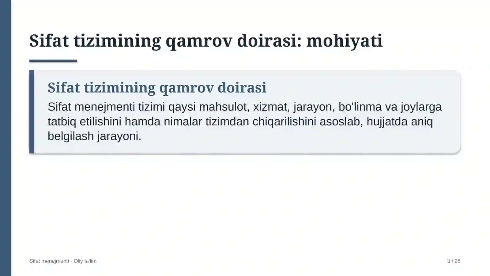 Sifat Menejmenti · Oliy Ta'lilm 3