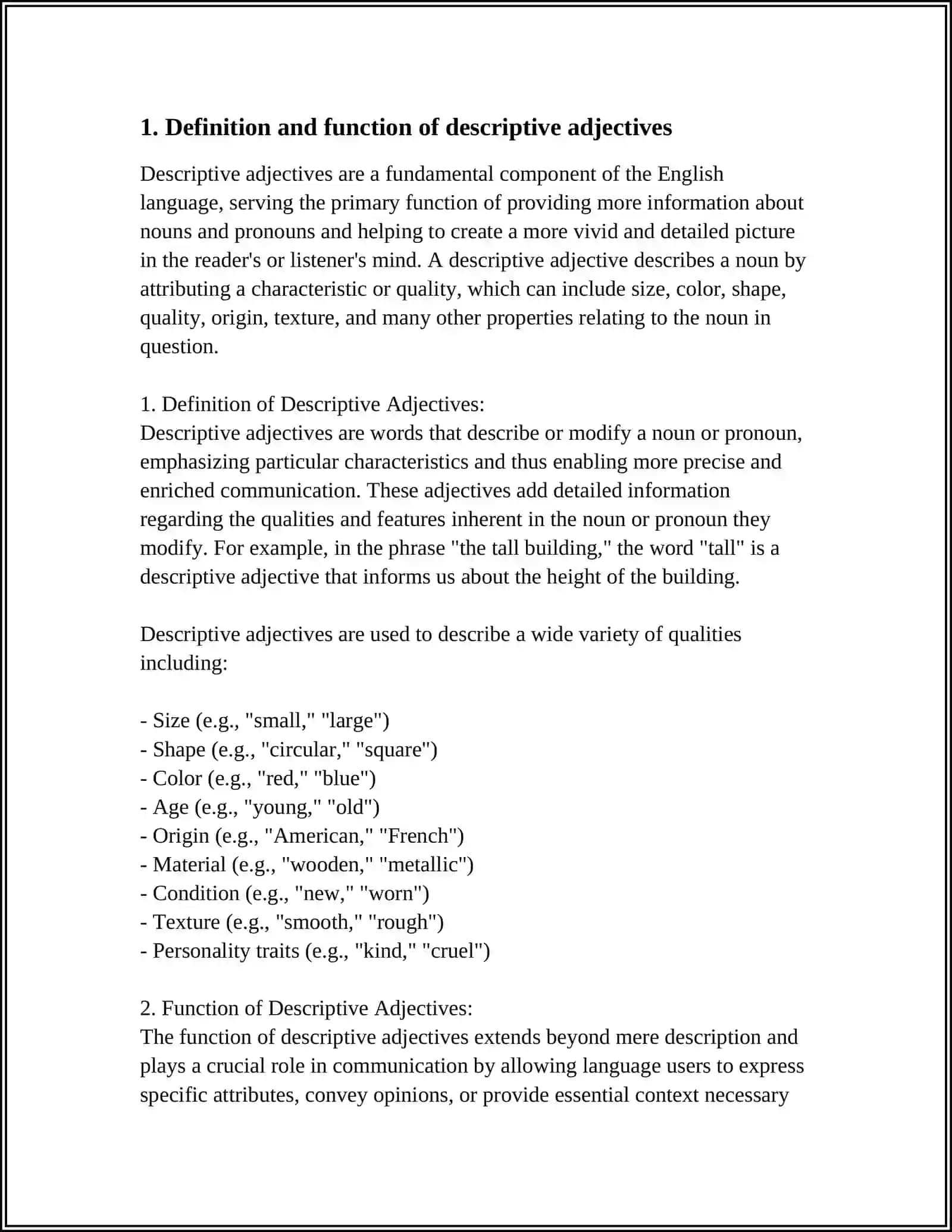 Descriptive Adjectives in English Language 3