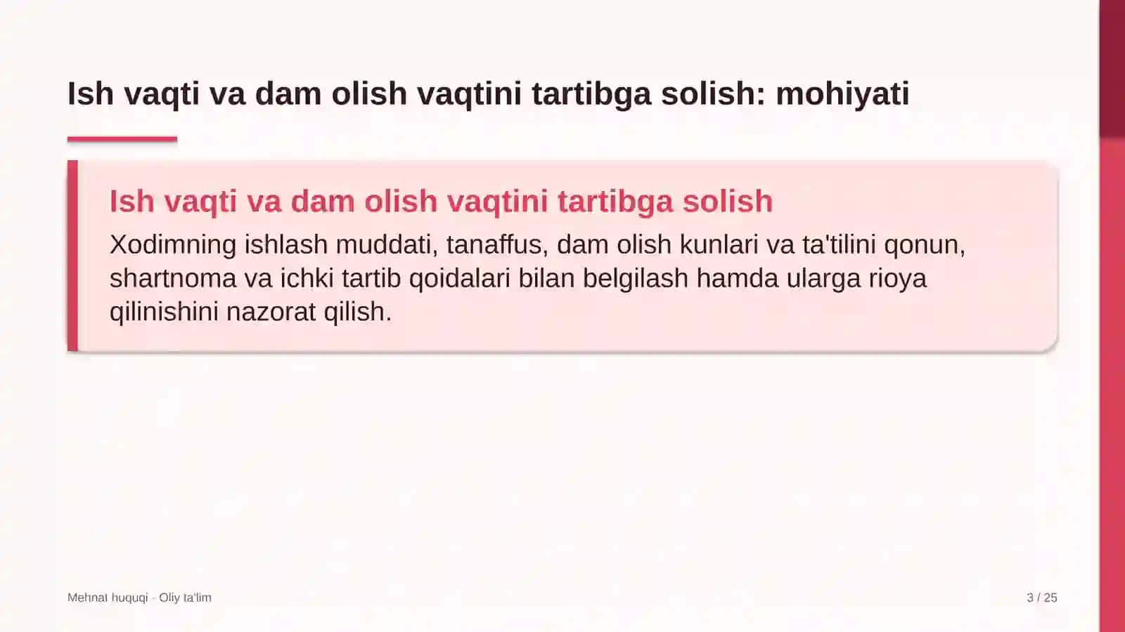 Mehnat huquqi · Oliy ta'lim 3