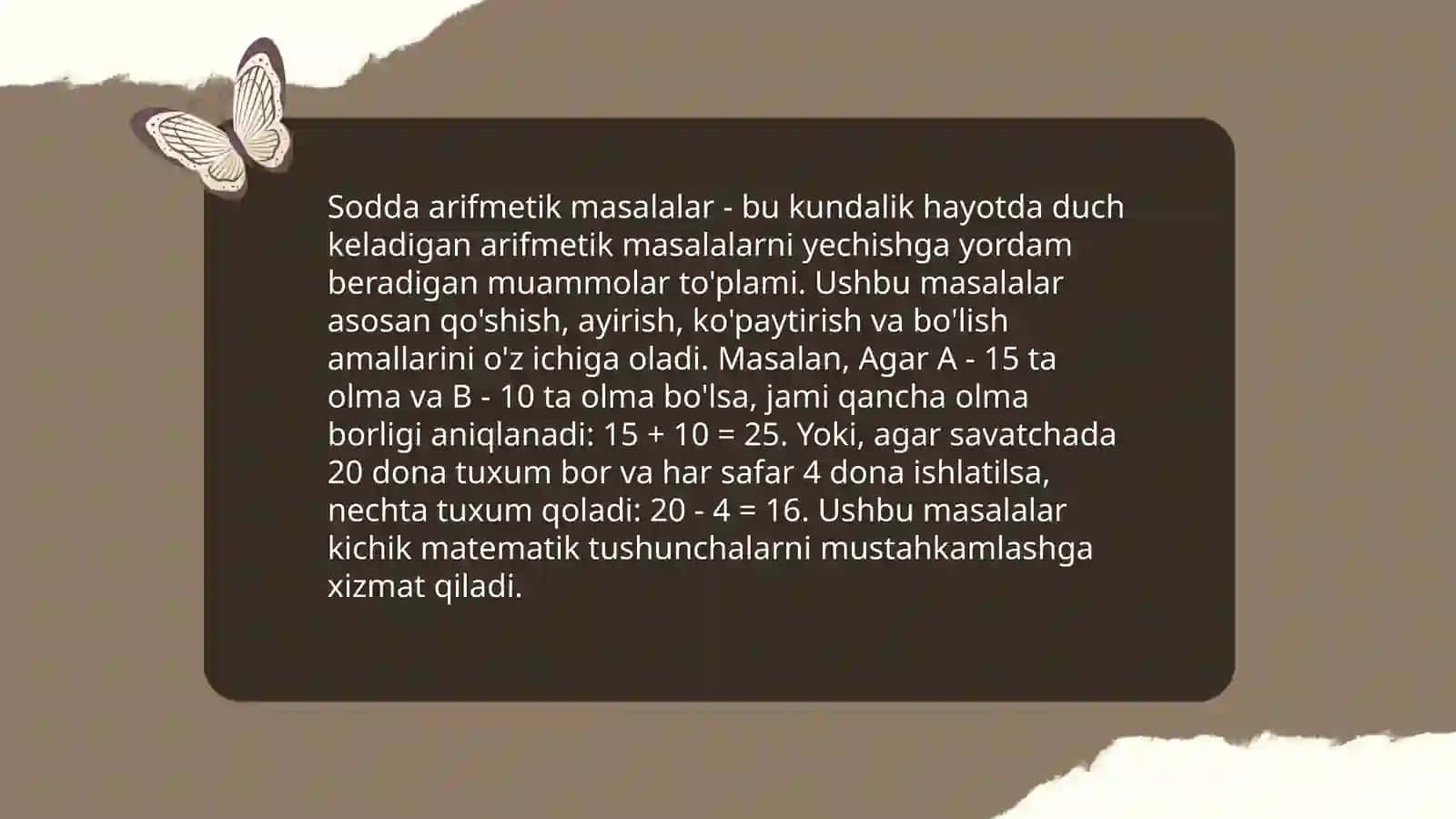 Sodda arifmetik masalalar 3