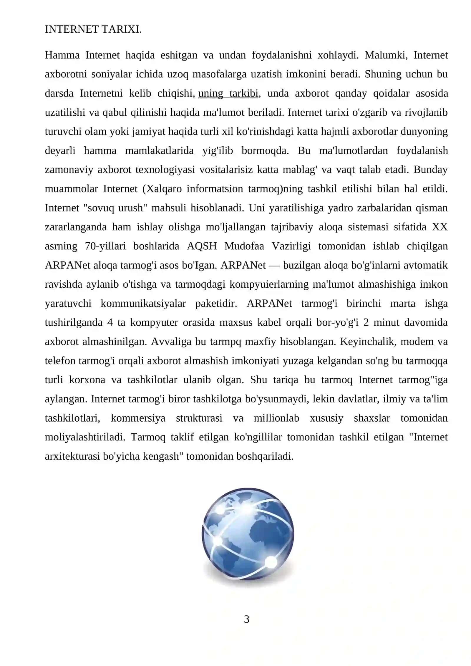 Tarmoq bilan ishlash. Xizmatlar 3