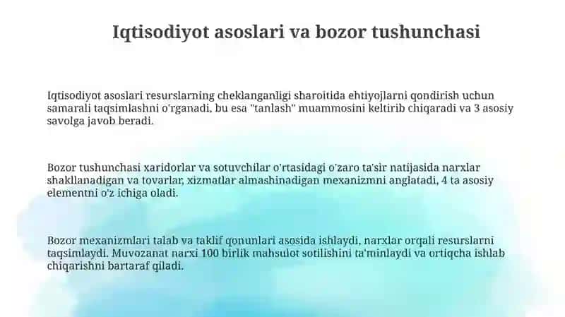Iqtisodiyot asoslari va bozor tushunchasi 3