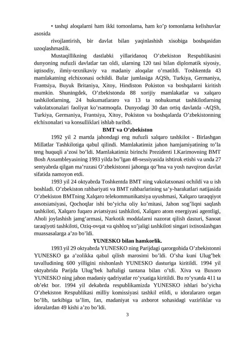O’zbekiston va Jahon Hamjamiyati 3