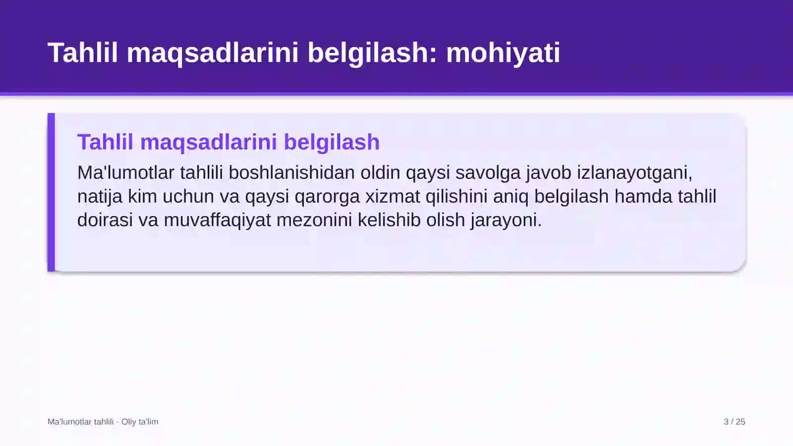 Yo'l qurilishida tahlil maqsadlarini belgilash 3