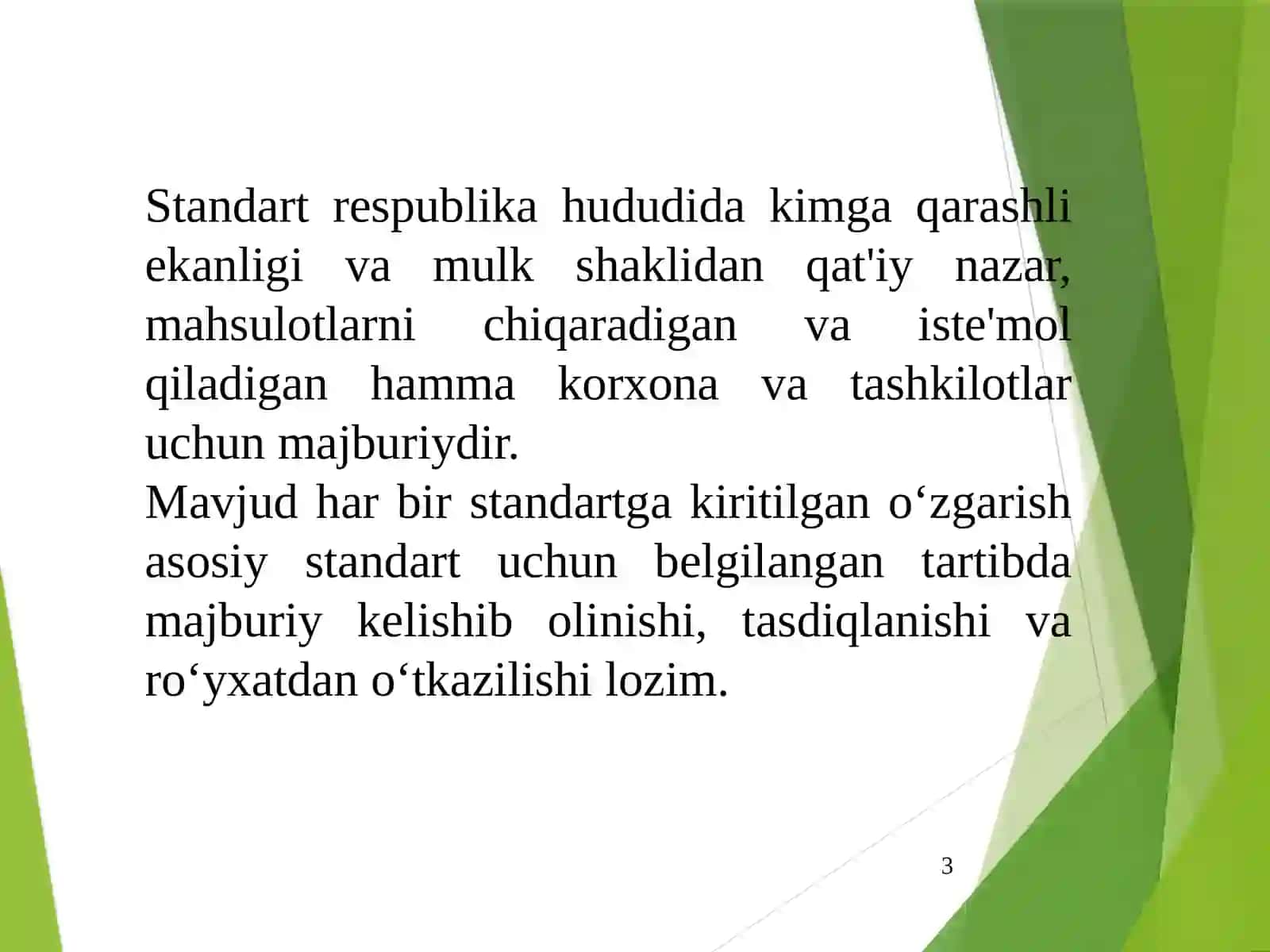 Standartrlarni ishlab chiqish va tadbiq etish 3
