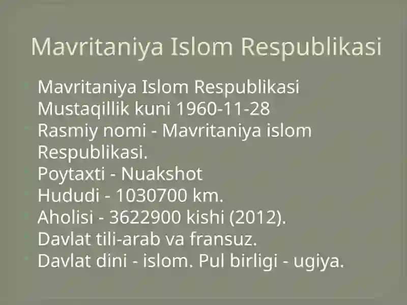 Mavritaniya Islom Respublikasi 3
