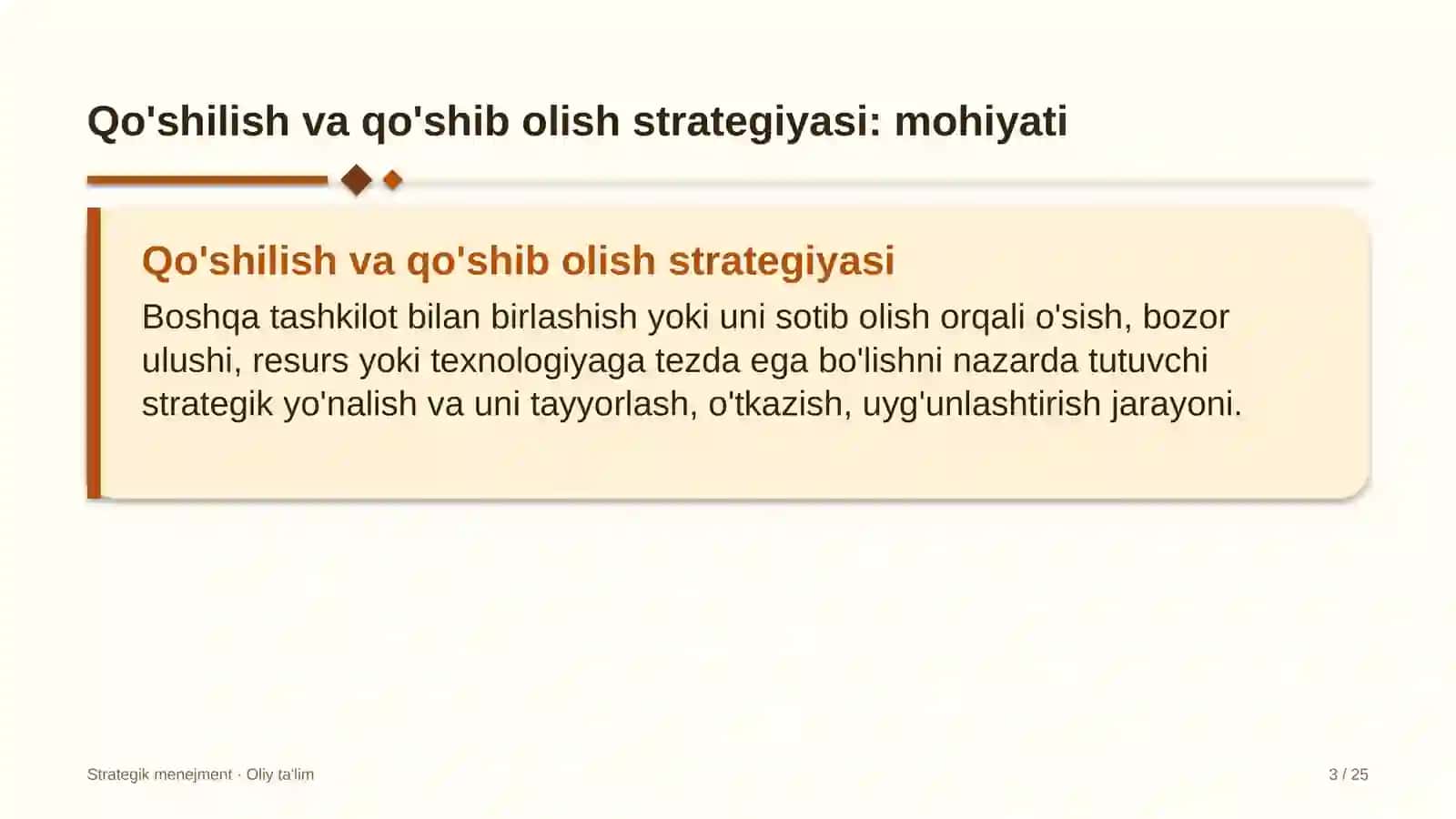 Strategik Menejment · Oliy Ta'limg 3