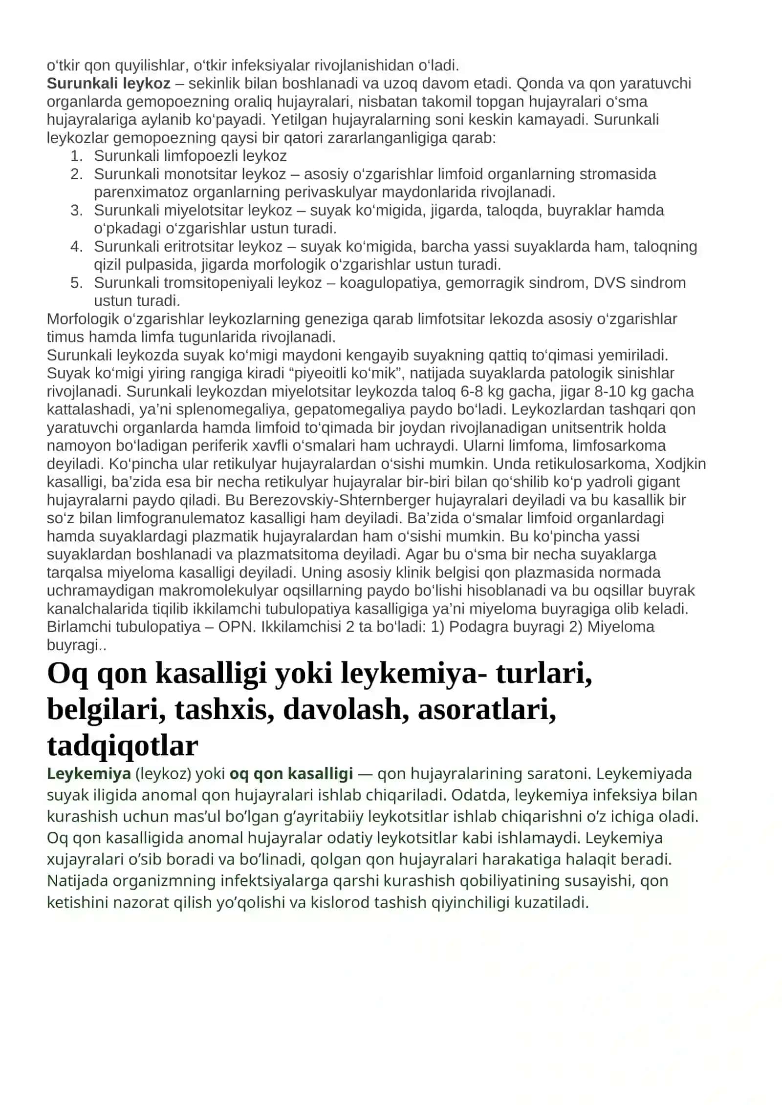 Leykoz Oq qon kasalligi 3