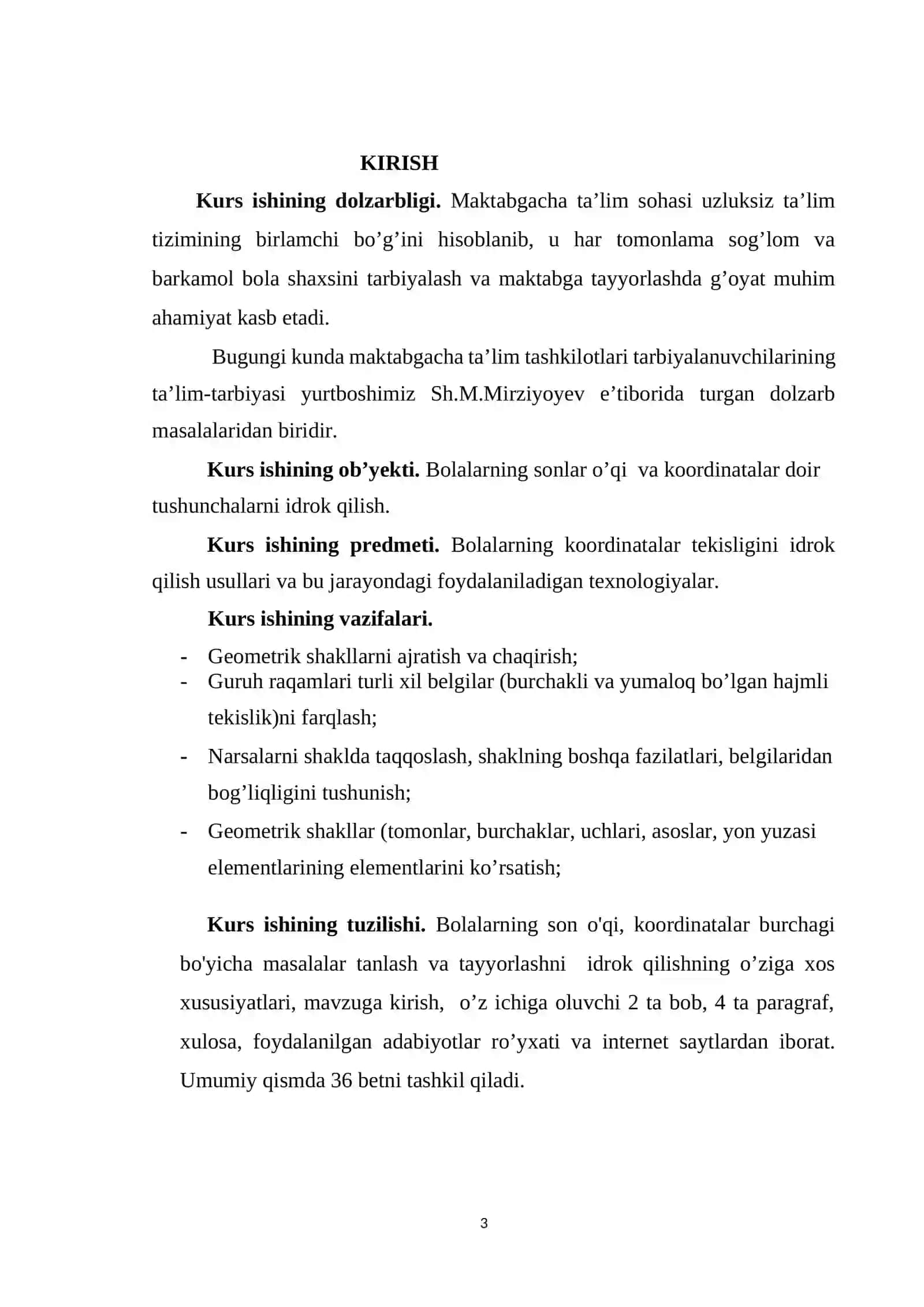 Koordinatalar tizimi va tekisligi haqida kurs ishi 3