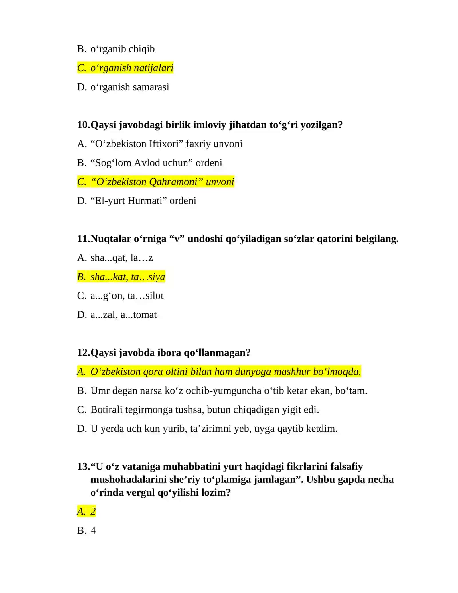 ARGOS TEST – DAVLAT TILI 3