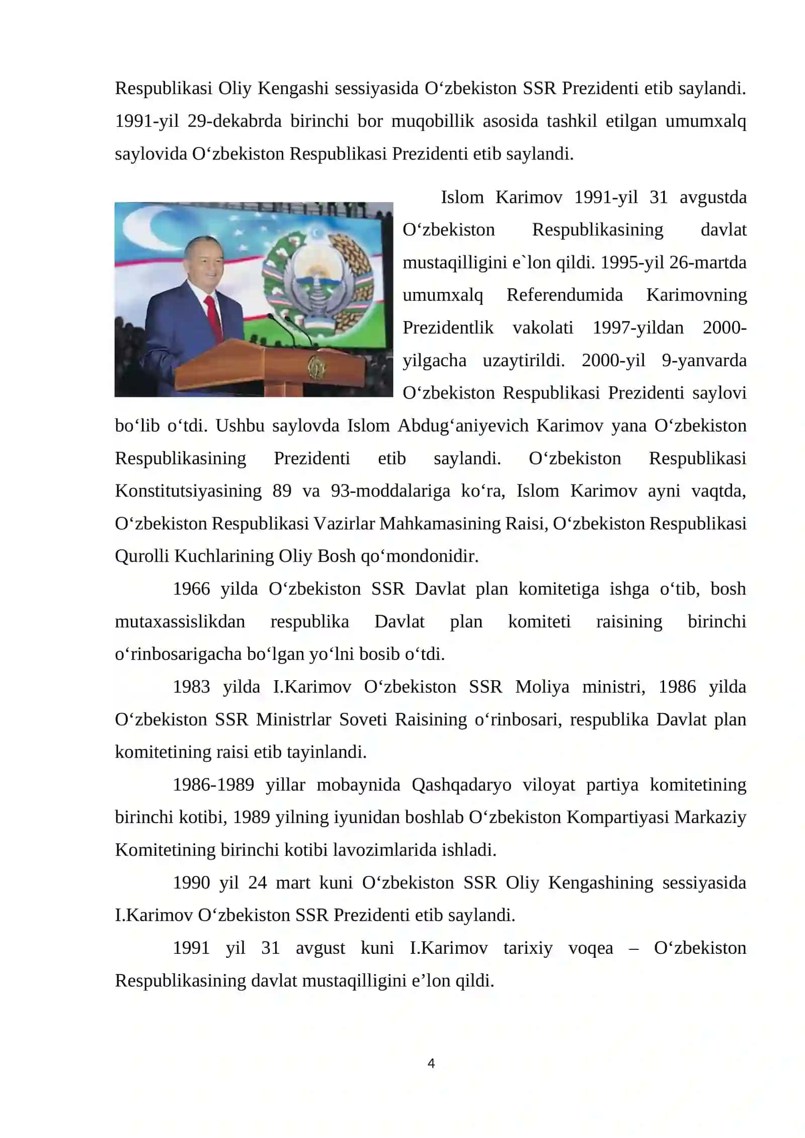 ISLOM KARIMOV O ZBEK DAVLATCHILIGINING ASOSCHISI 3