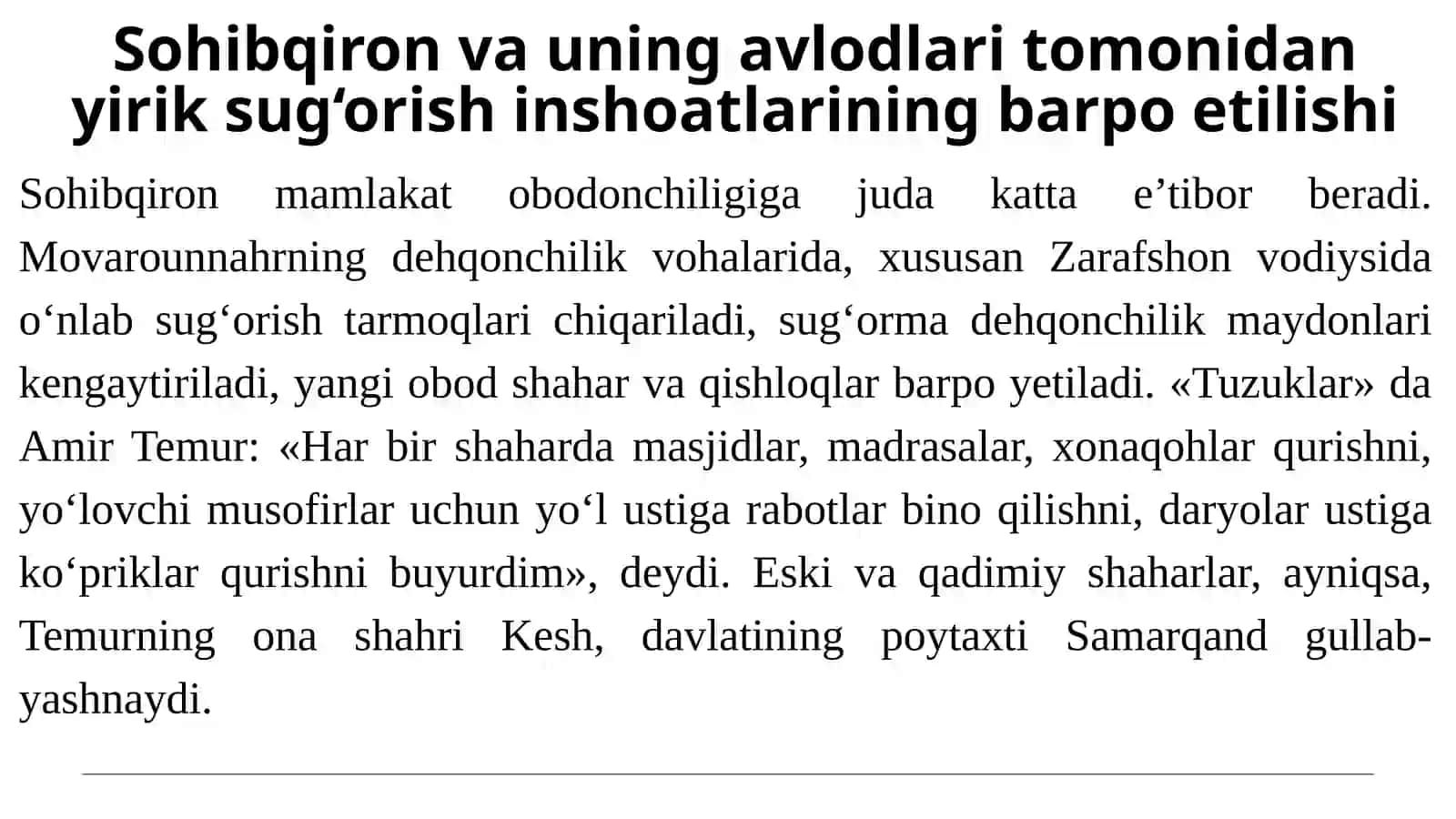 Amir Temur va Temuriylar davrida yer suv munosabatlari 3