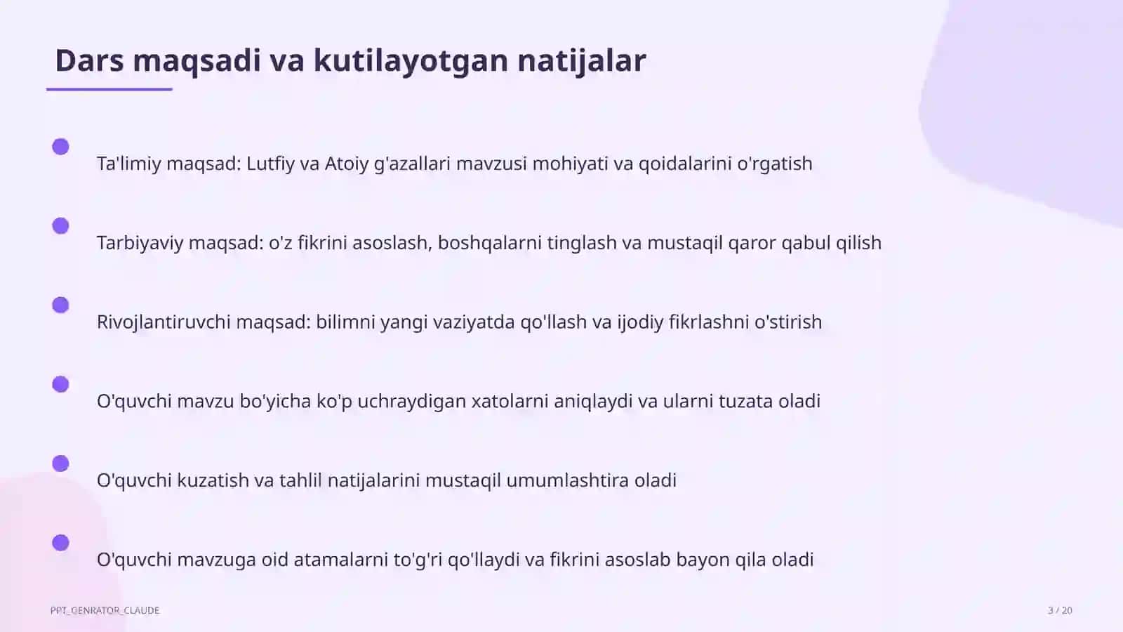 Lutfiy va Atoiy g'azallari (10-sinf) 3