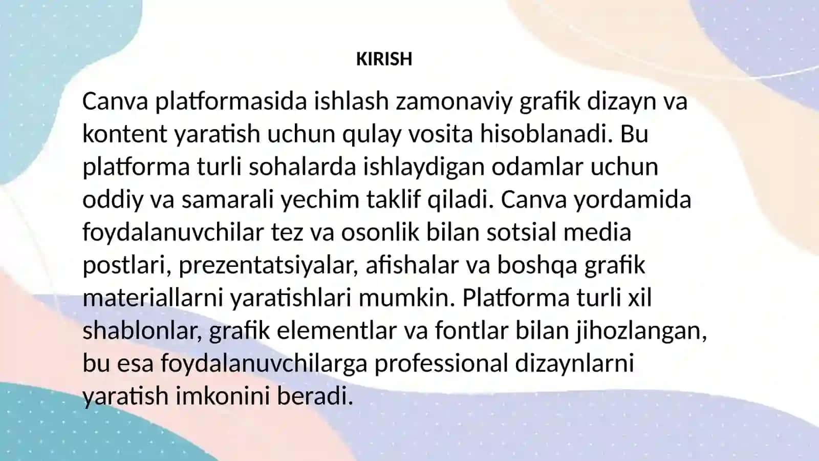 Canva platformasida ishlash 3