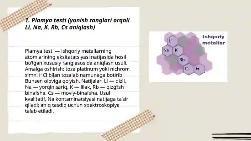 Ishqoriy metallarni aniqlash usullar. 3