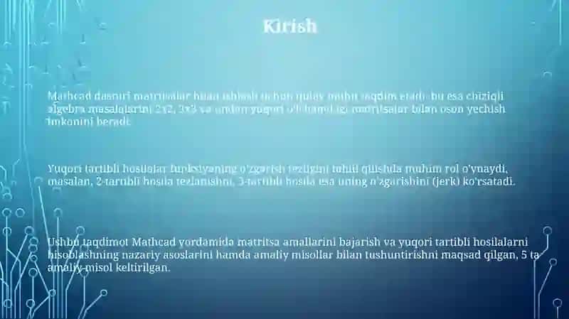 Mathcad'da matritsa amallari 3