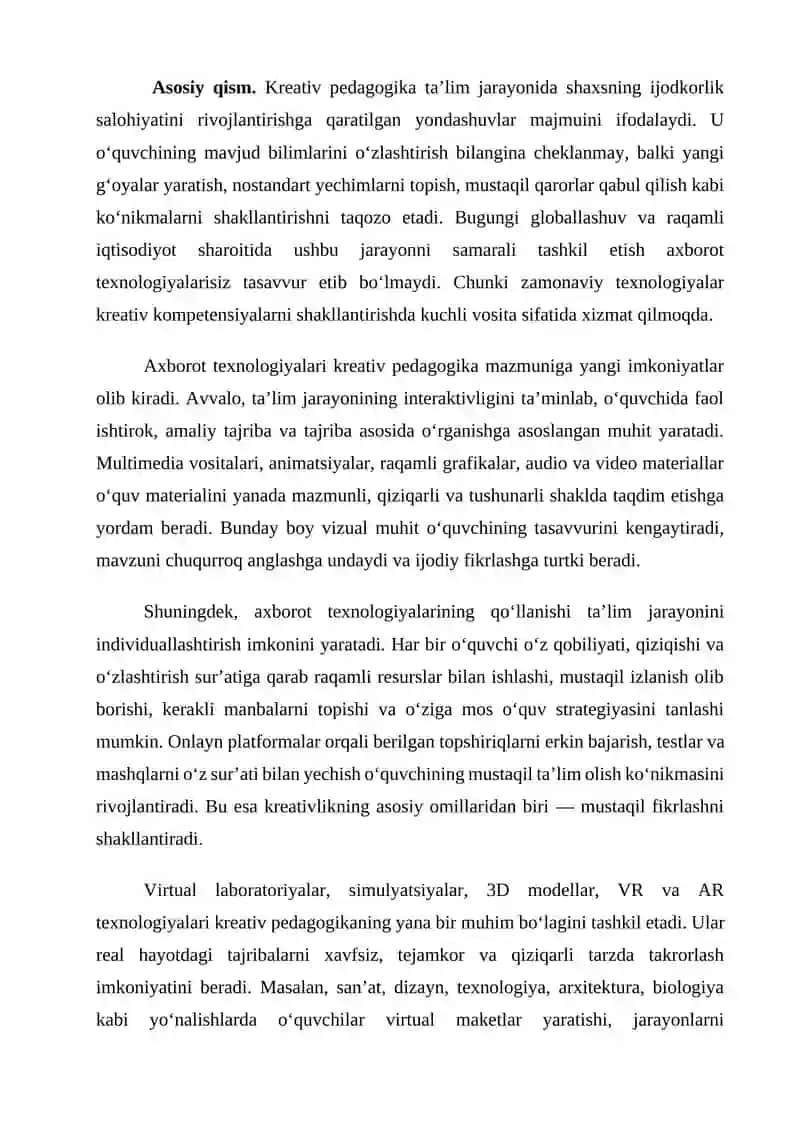 Kreativ pedagogika fanini o‘qitishda axborot texnologiyalardan foydalanishning ahamiyati va zarurati 3