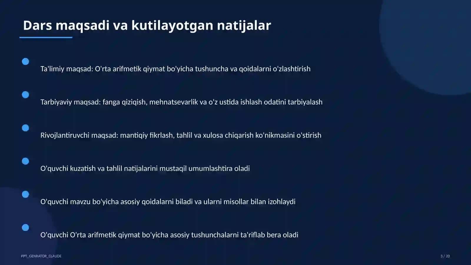O'rta arifmetik qiymat (5-sinf) 3