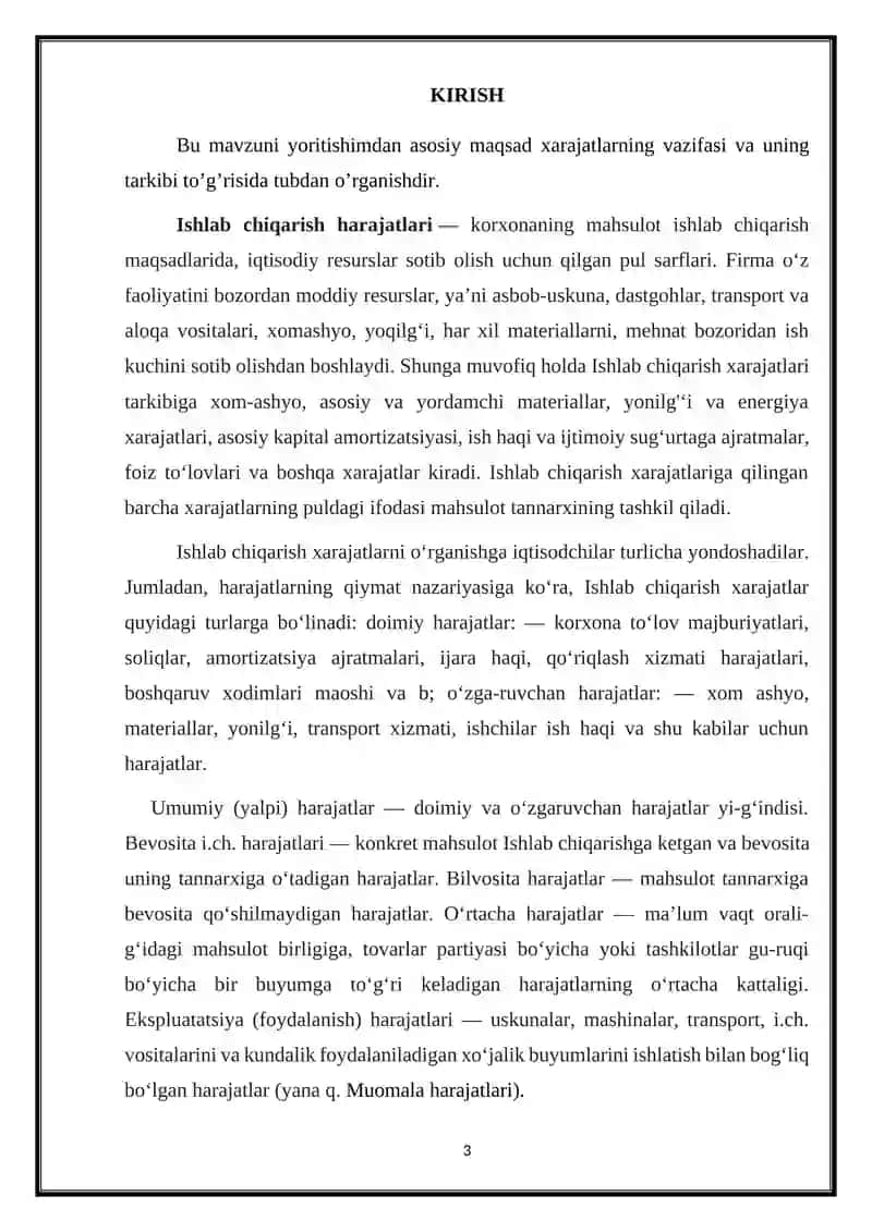 Mahsulot tannarxiga kiritiladiga bevosita va bilvosita xarajatlar hisobi 3