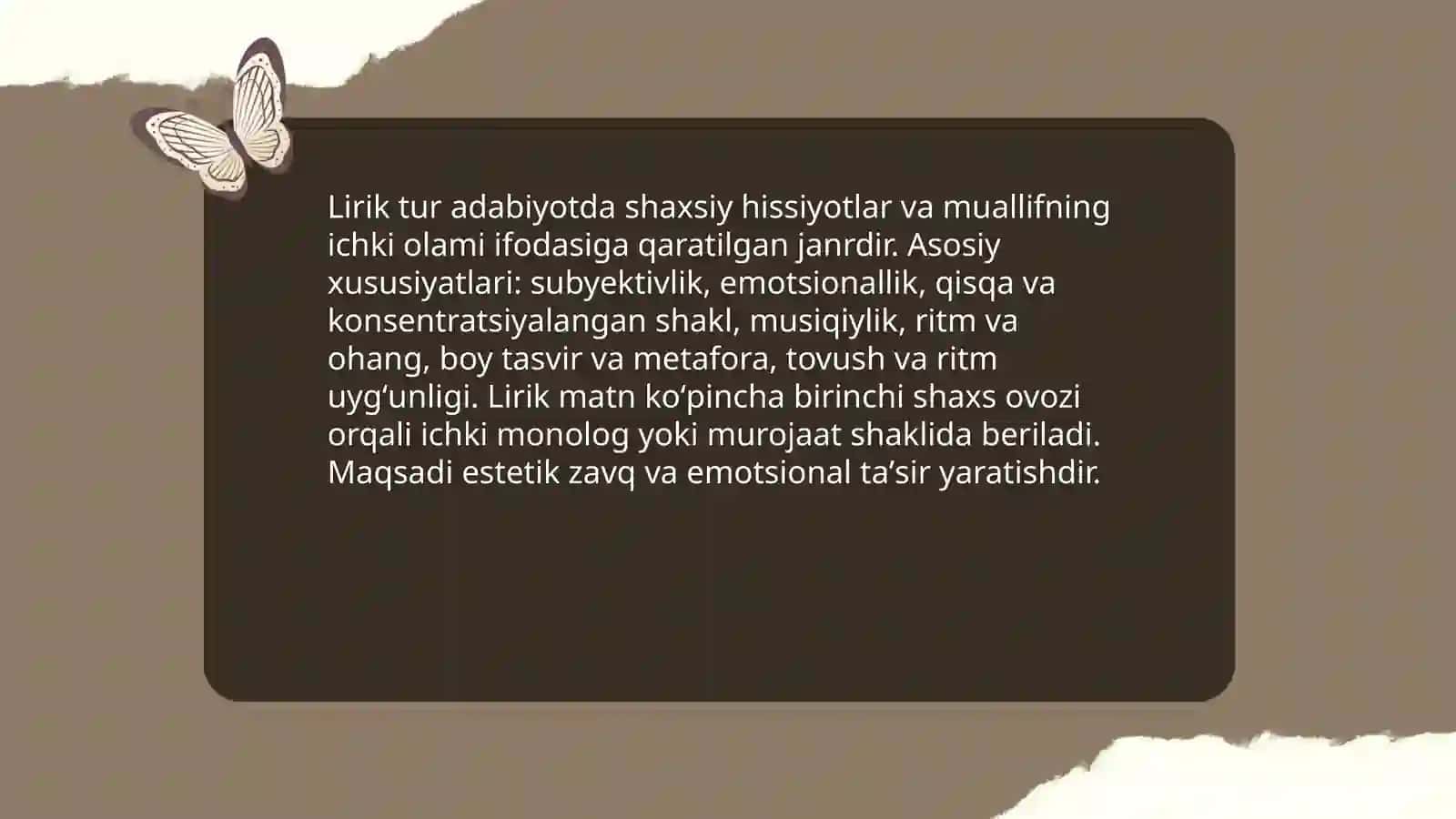 Lirik tur va uning janrlari 3