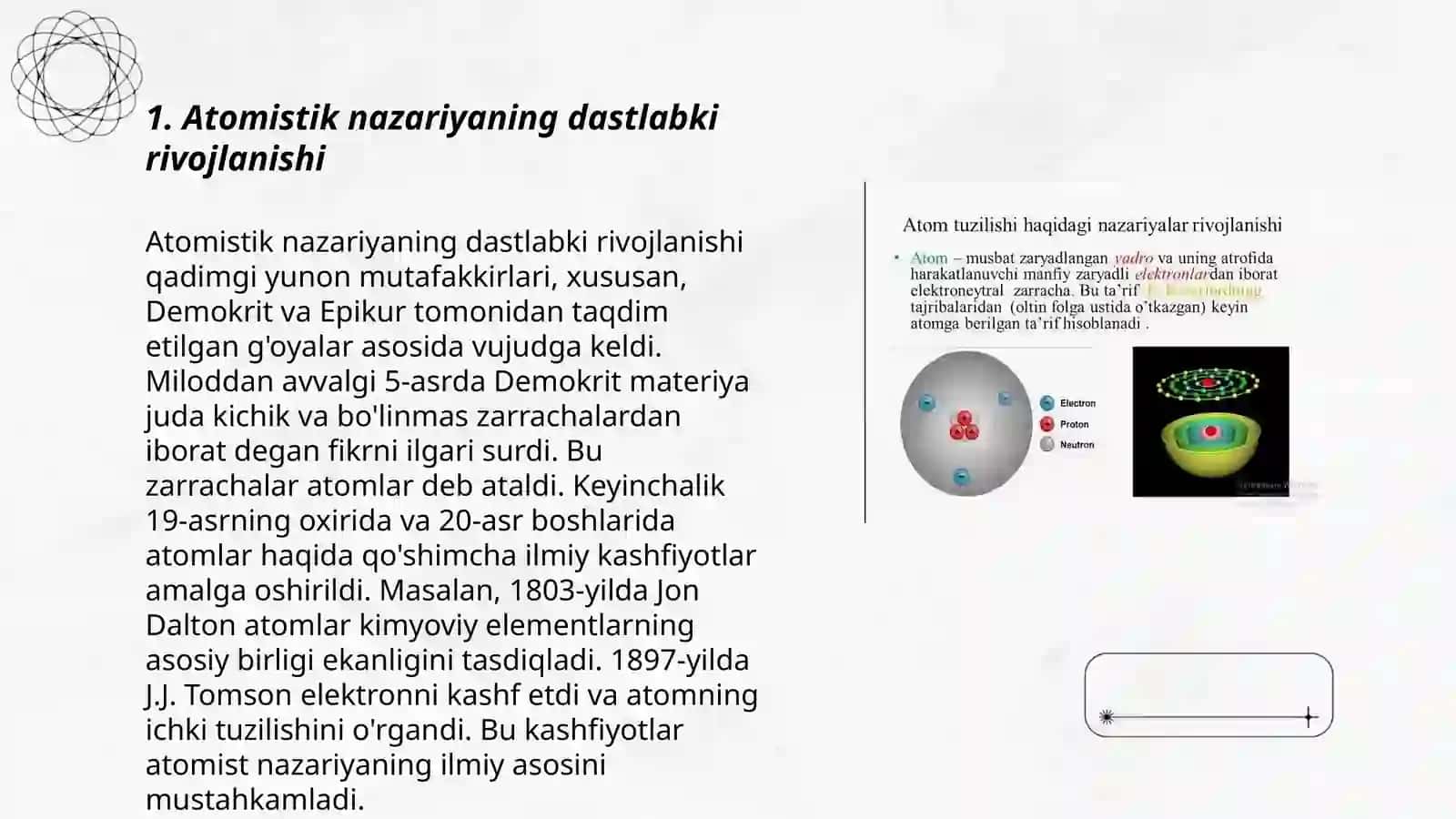 Atom molekulyar ta'limotning yaratilish tarixi 3
