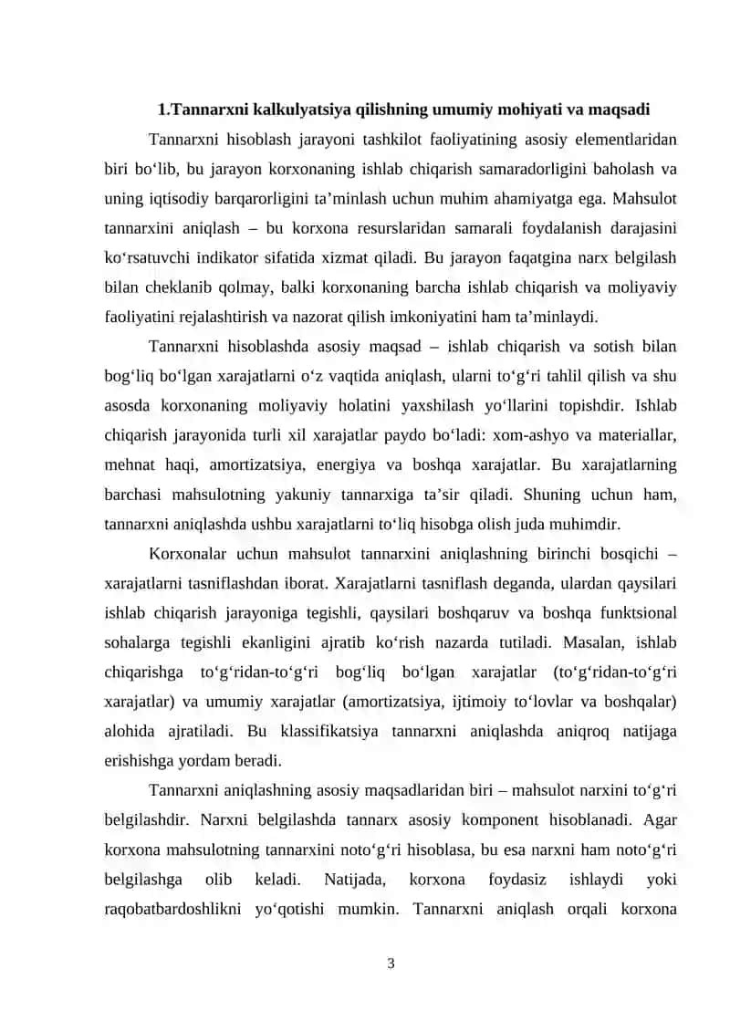 Mahsulot tannarxini kalkulyasiya qilishning nazariy asoslari 3