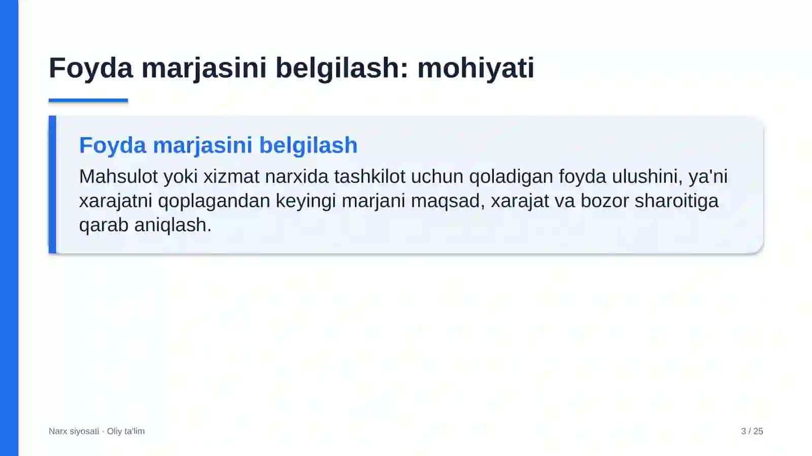 Foyda marjasini belgilash: mohiyati 3