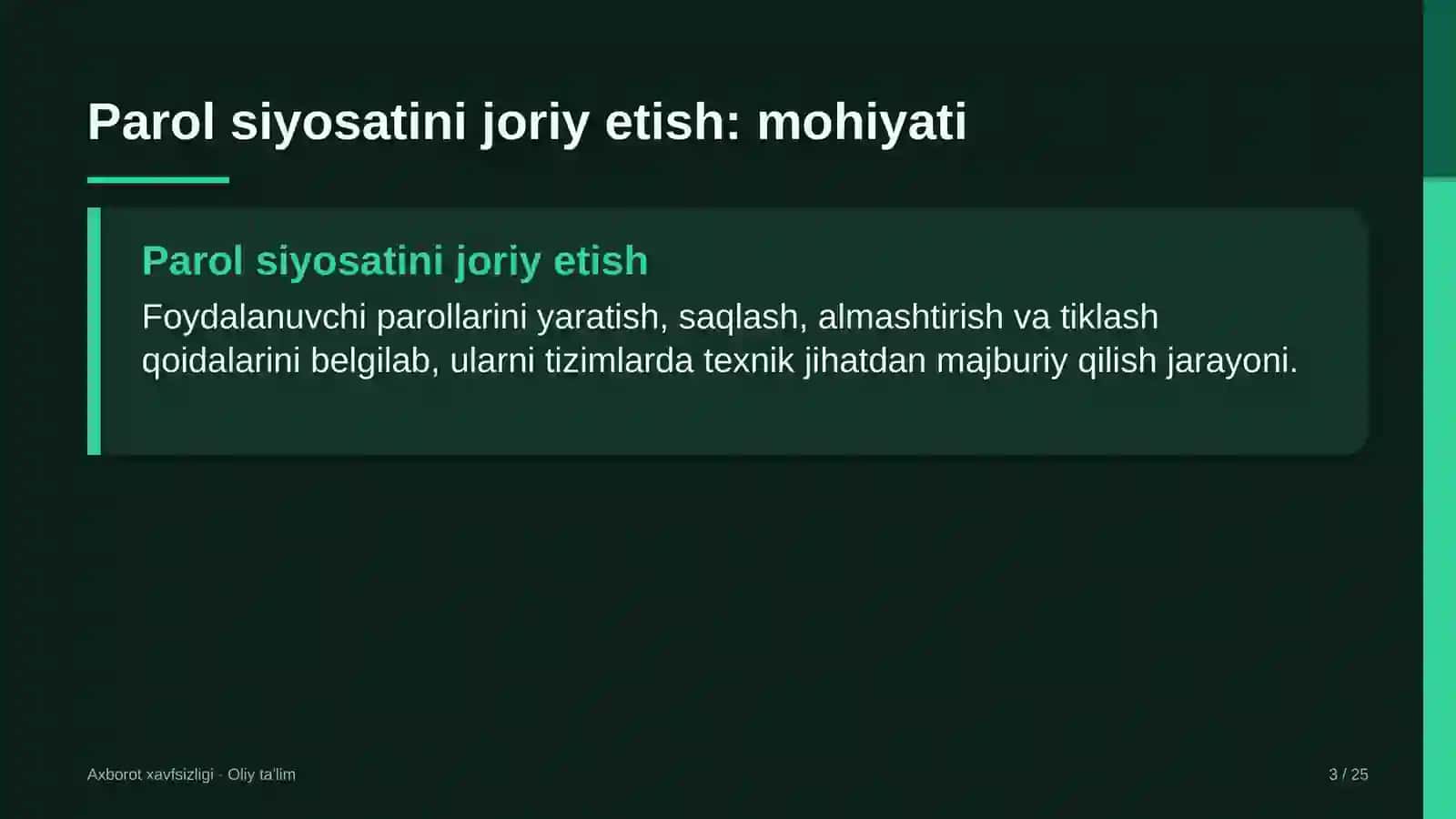 Jamoat tashkilotlarida parol siyosatini joriy etish 3