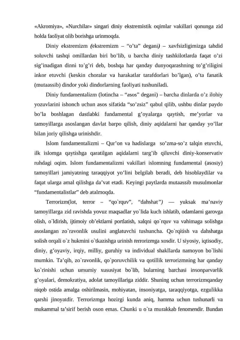Diniy fundamentalizm, radikalizm va terrorizmning tarixi va yo`nalishlari 3