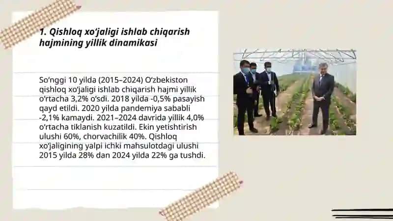 Oʻzbekiston Respublikasi qishloq xoʻjaligi dinamikasi taxlili 3