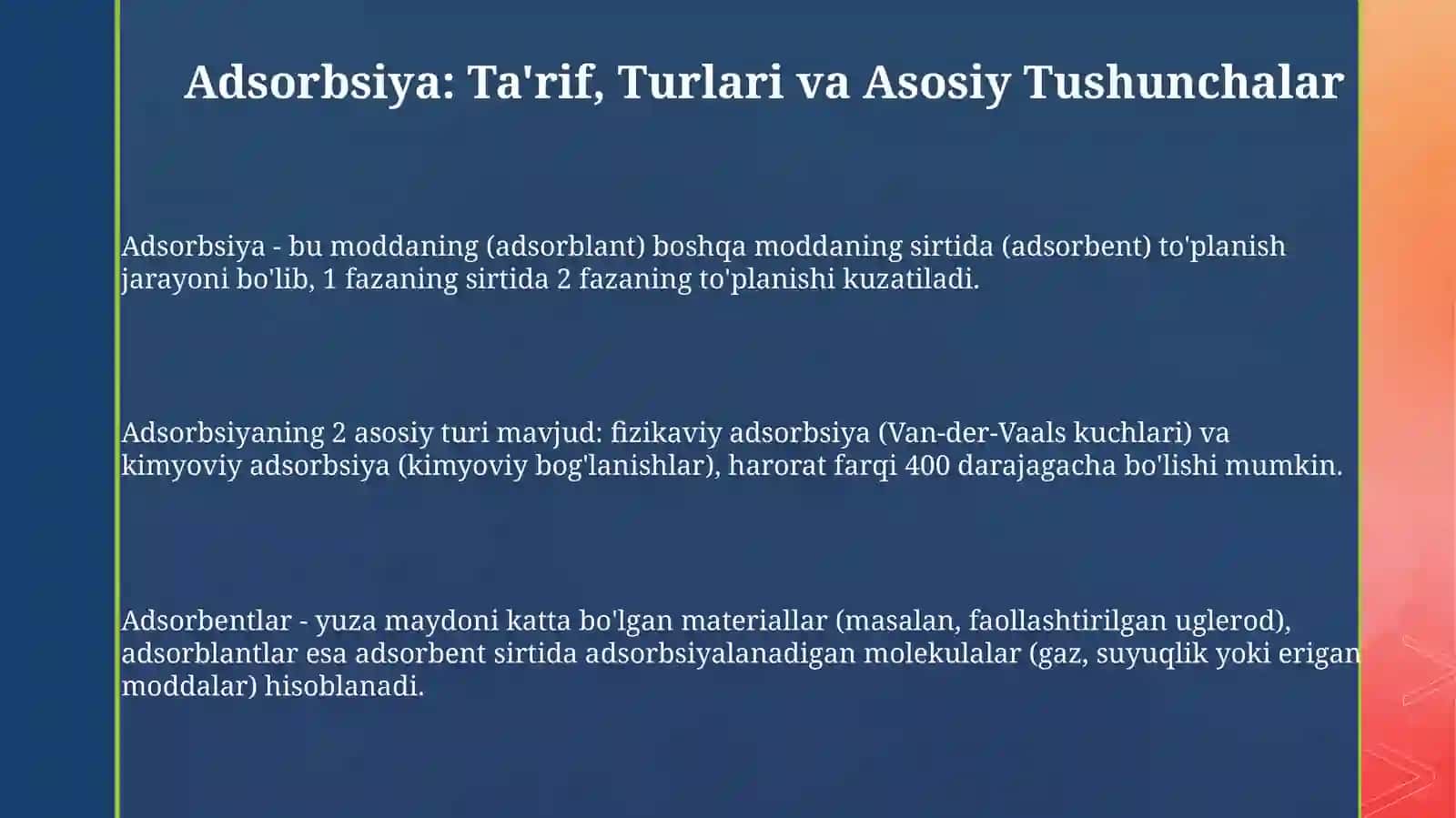 Adsorbsiya jarayoni 3
