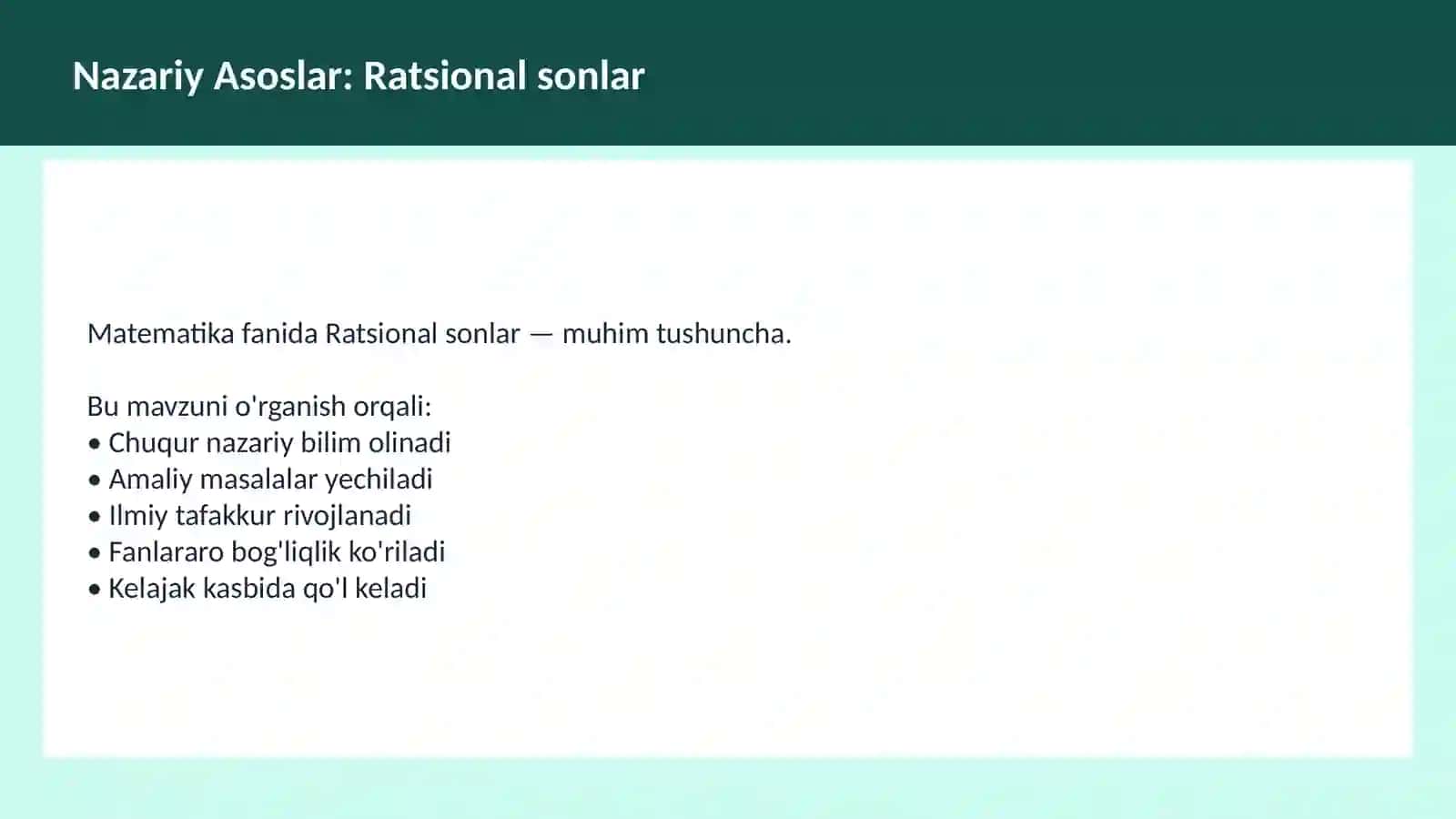 Matematika: Sonlar nazariyasi 3