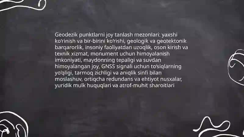 Geodezik punkitlarni joyga ornatish 3