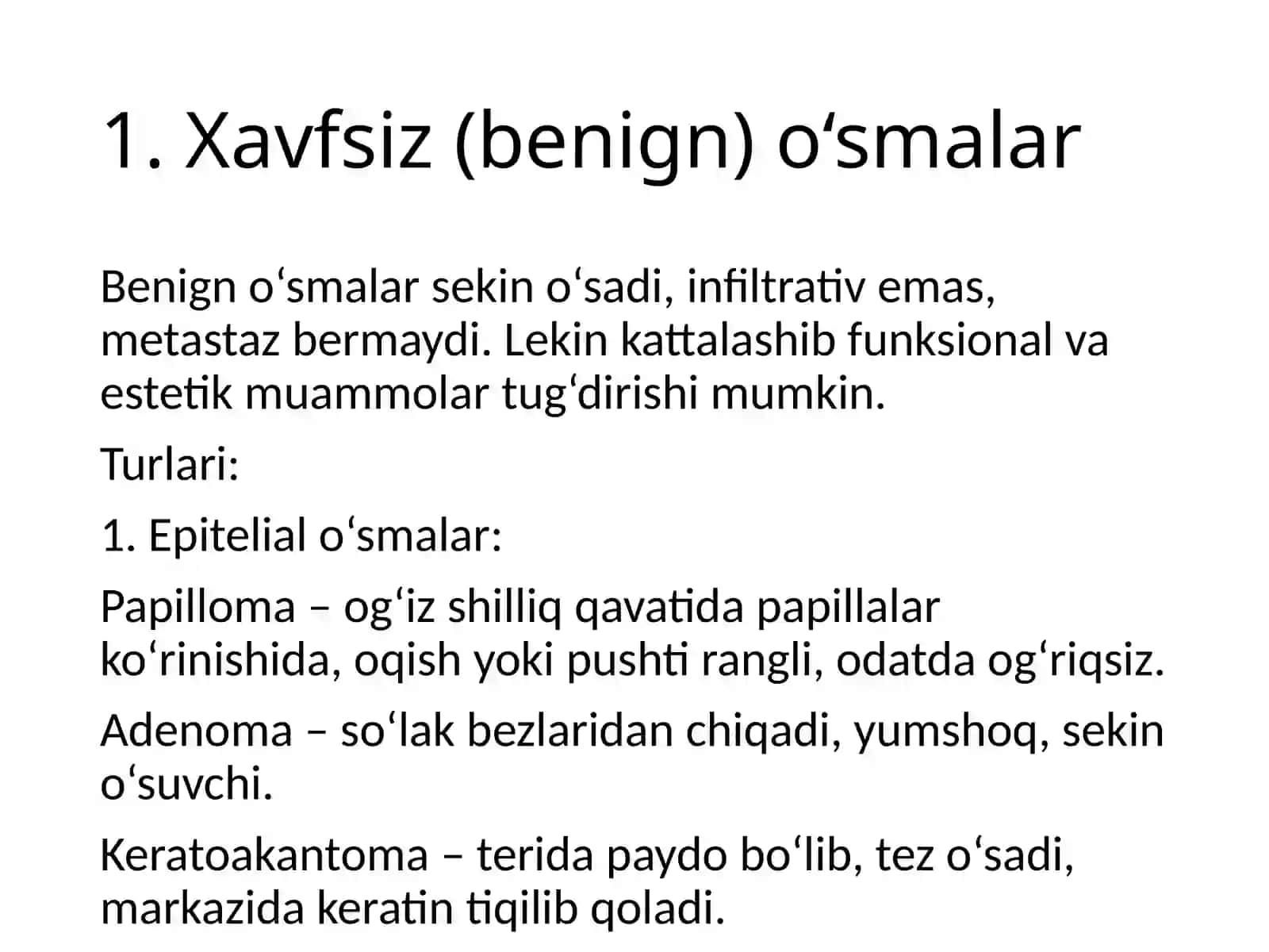 Yuz jagʻ sohasining xavfli va xavfsiz oʻsmalari 3