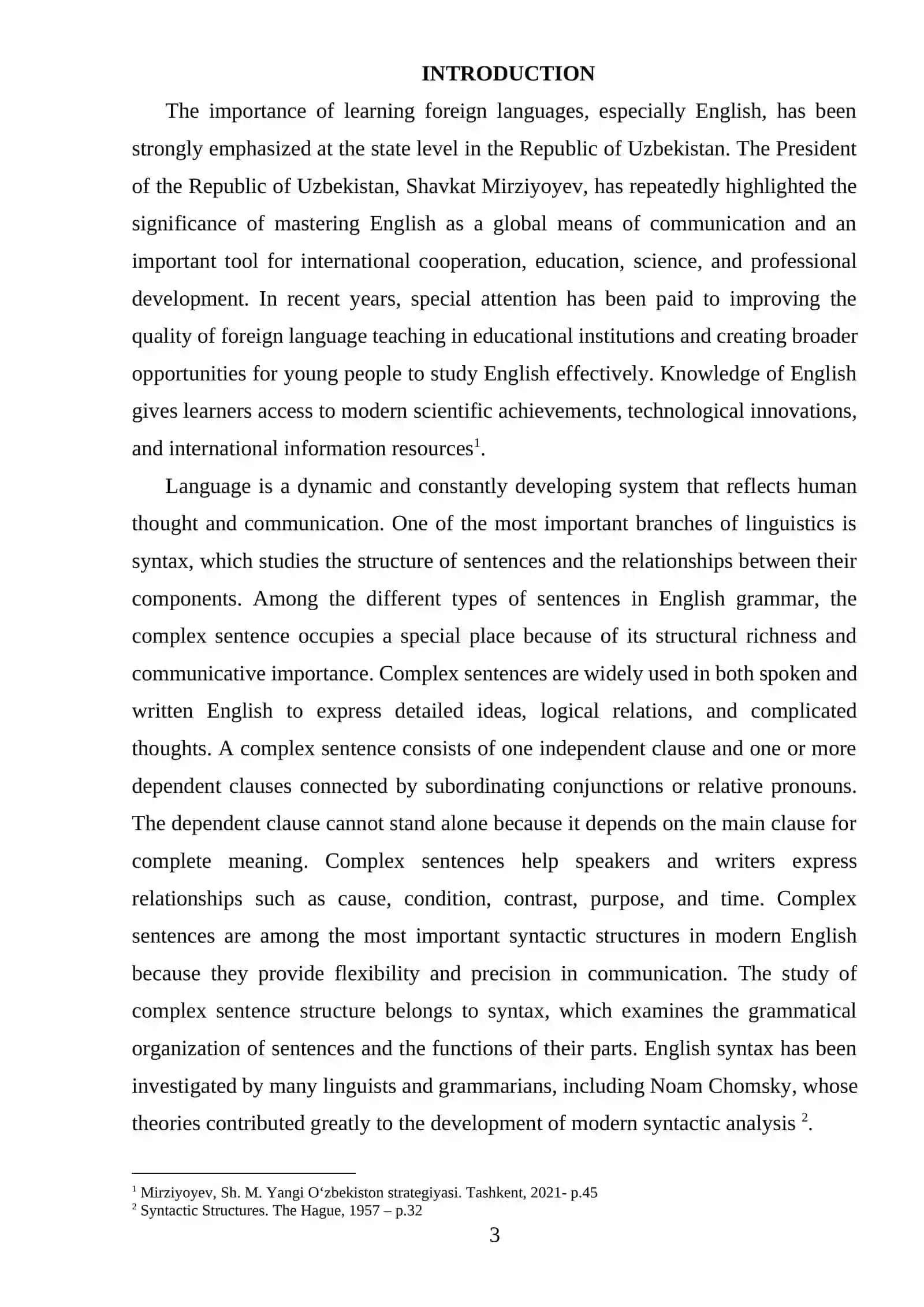 COURSE WORK: “THE STRUCTURE OF A COMPLEX SENTENCE” 3