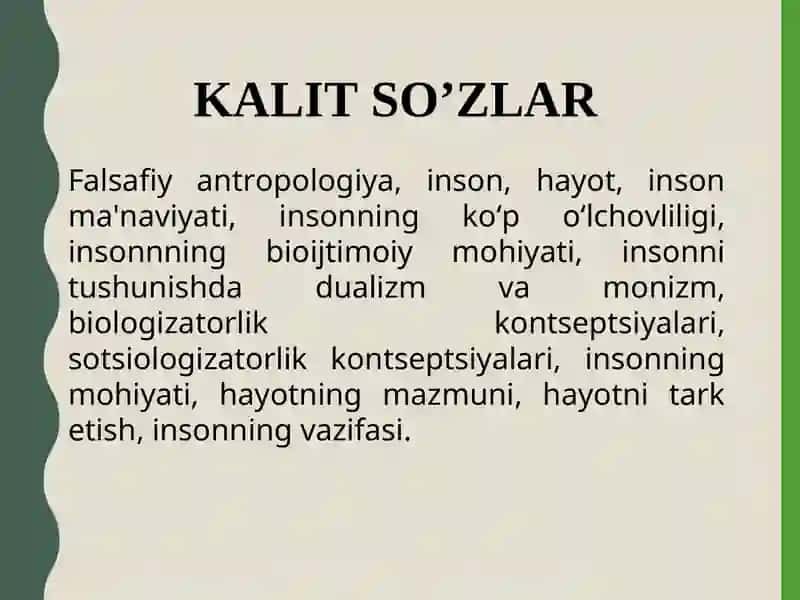 INSON FALSAFASI (FALSAFIY ANTROPOLOGIYA) 3