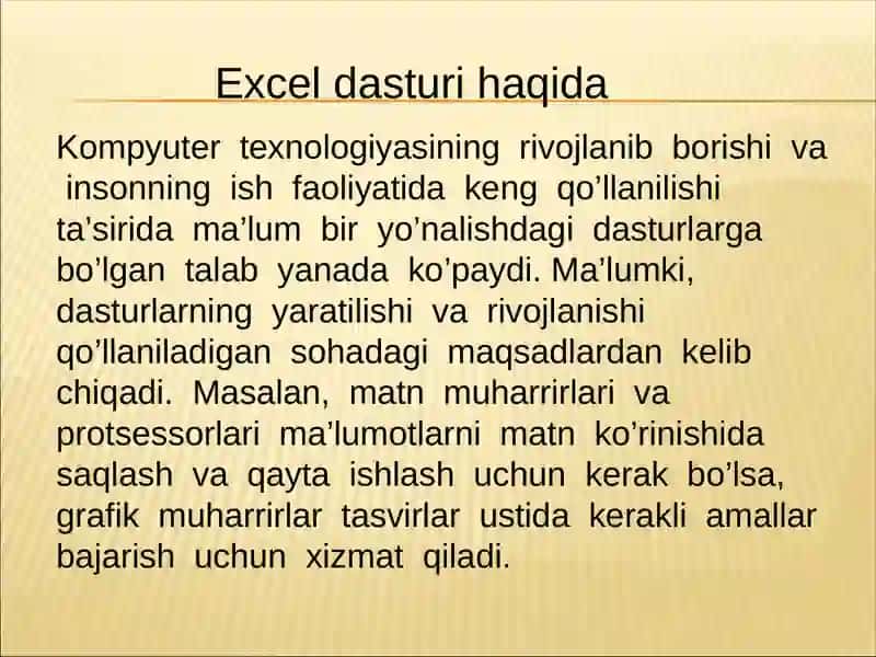 Excel dasturi 3