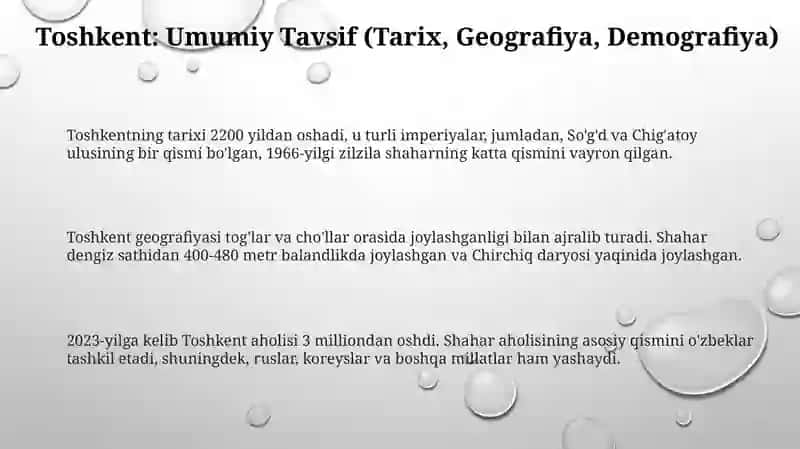 Toshkent: Tarix va Geografiya 3