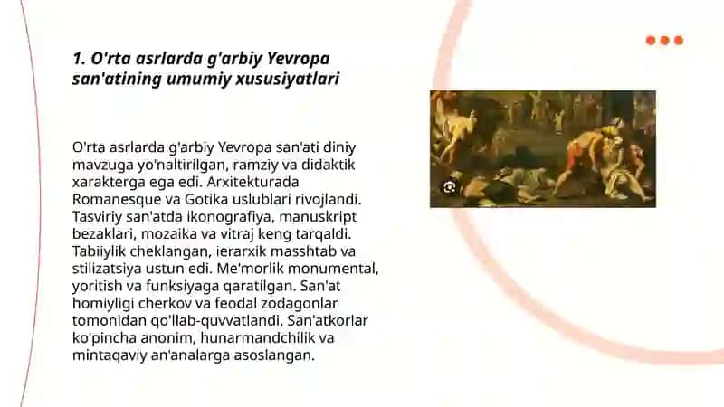 O'rta asrlarda g'arbiy Yevropa san'ati 3