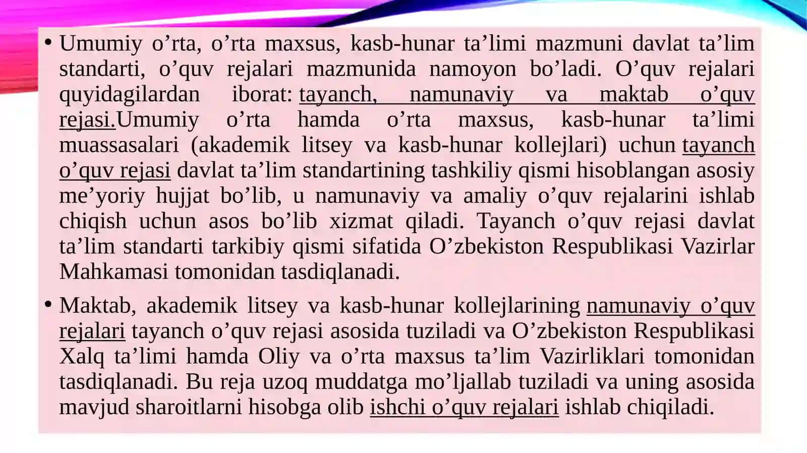 ta’lim mazmunini belgilab beruvchi me’yoriy xujjatlar 3