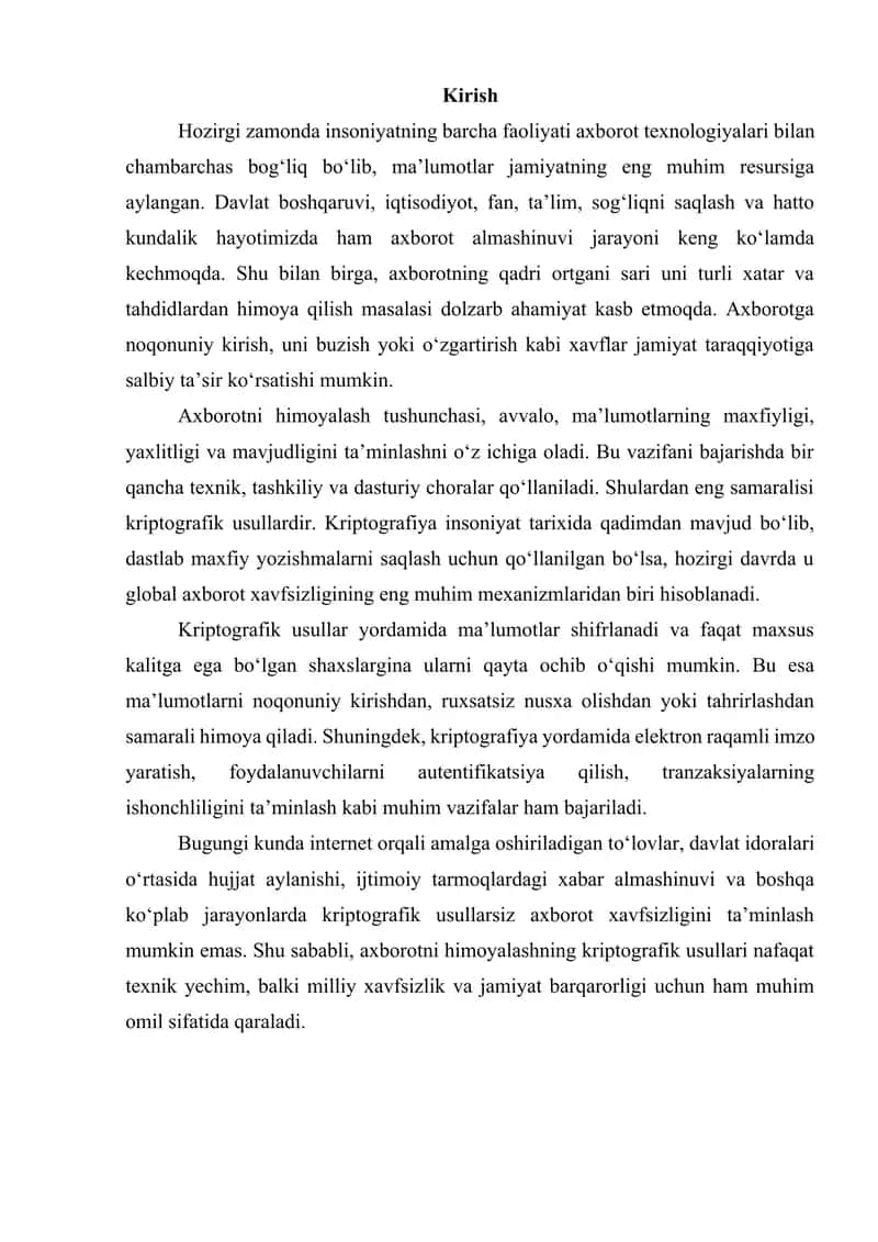 Axborotni ximoyalashning kriptografik usuli 3