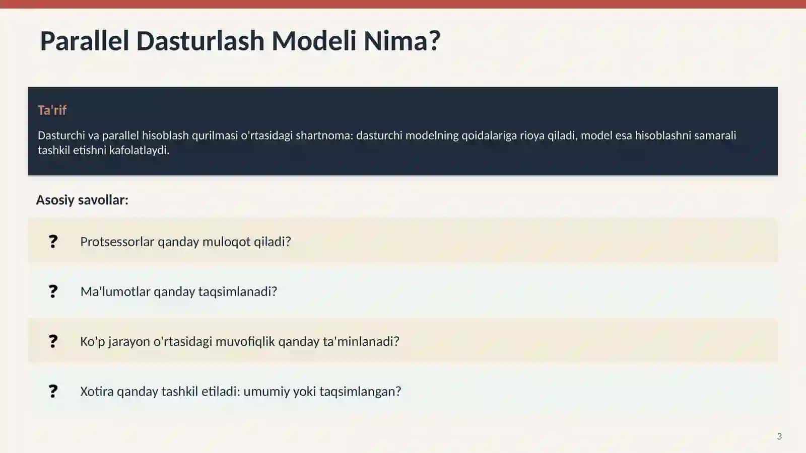 Parallel Dasturlash Modellari 3