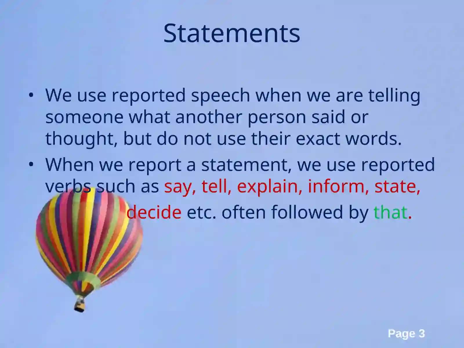 Reported speech 3