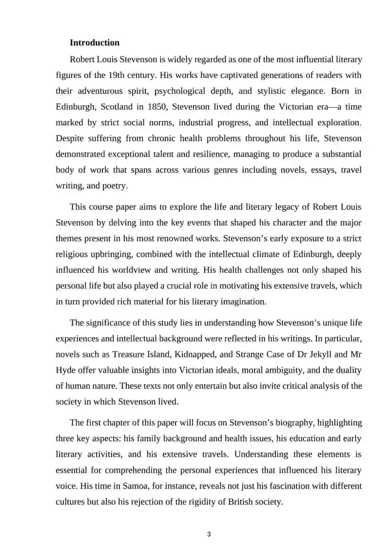 Robert Louis Stevenson His Life and Work 3