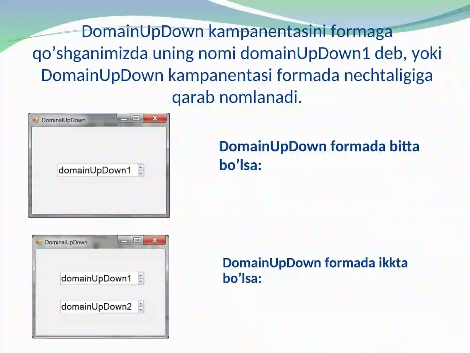 DomainUpDown komponentasi 3