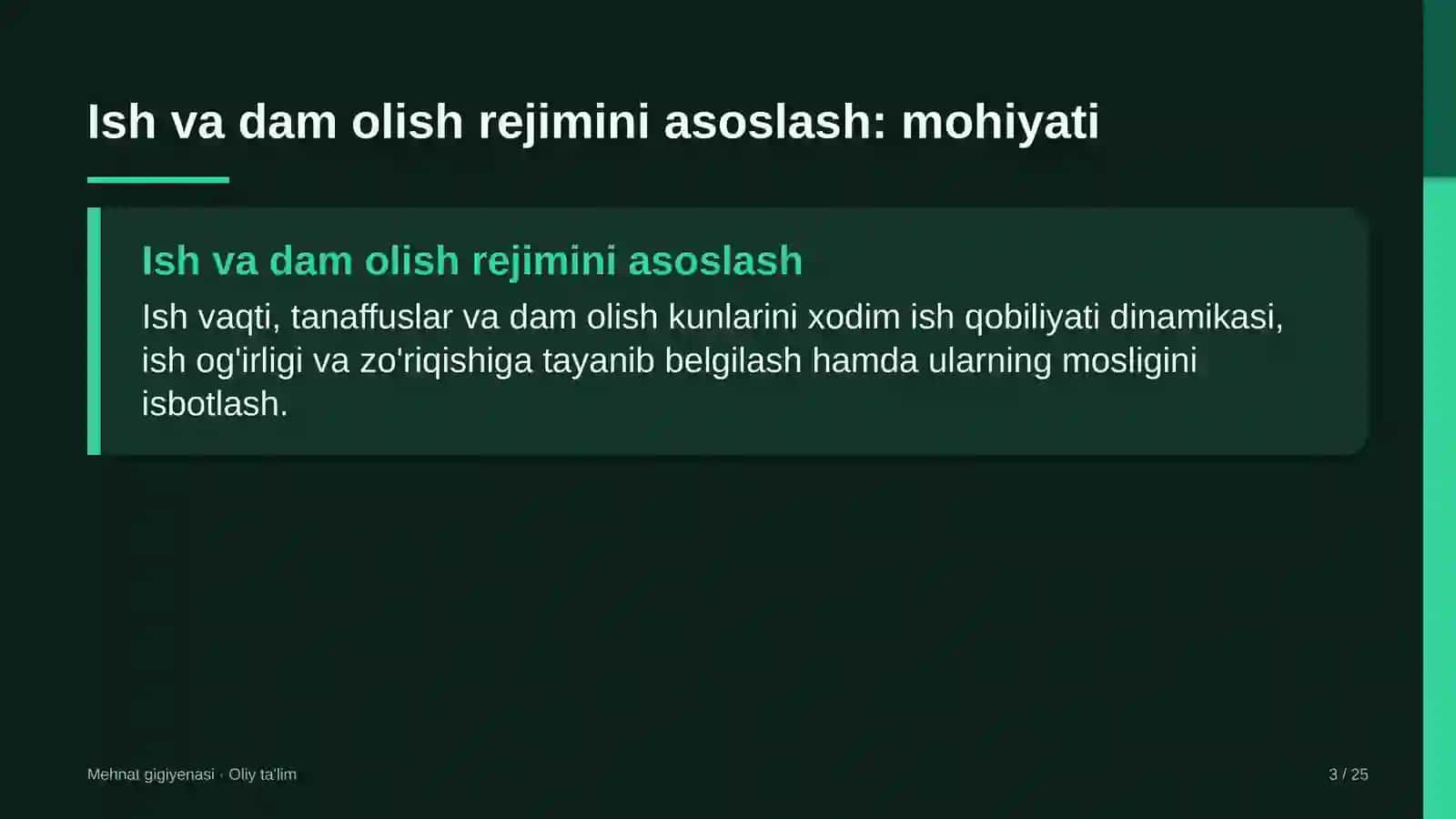 Chegara oldi savdosida ish va dam olish rejimini asoslash 3